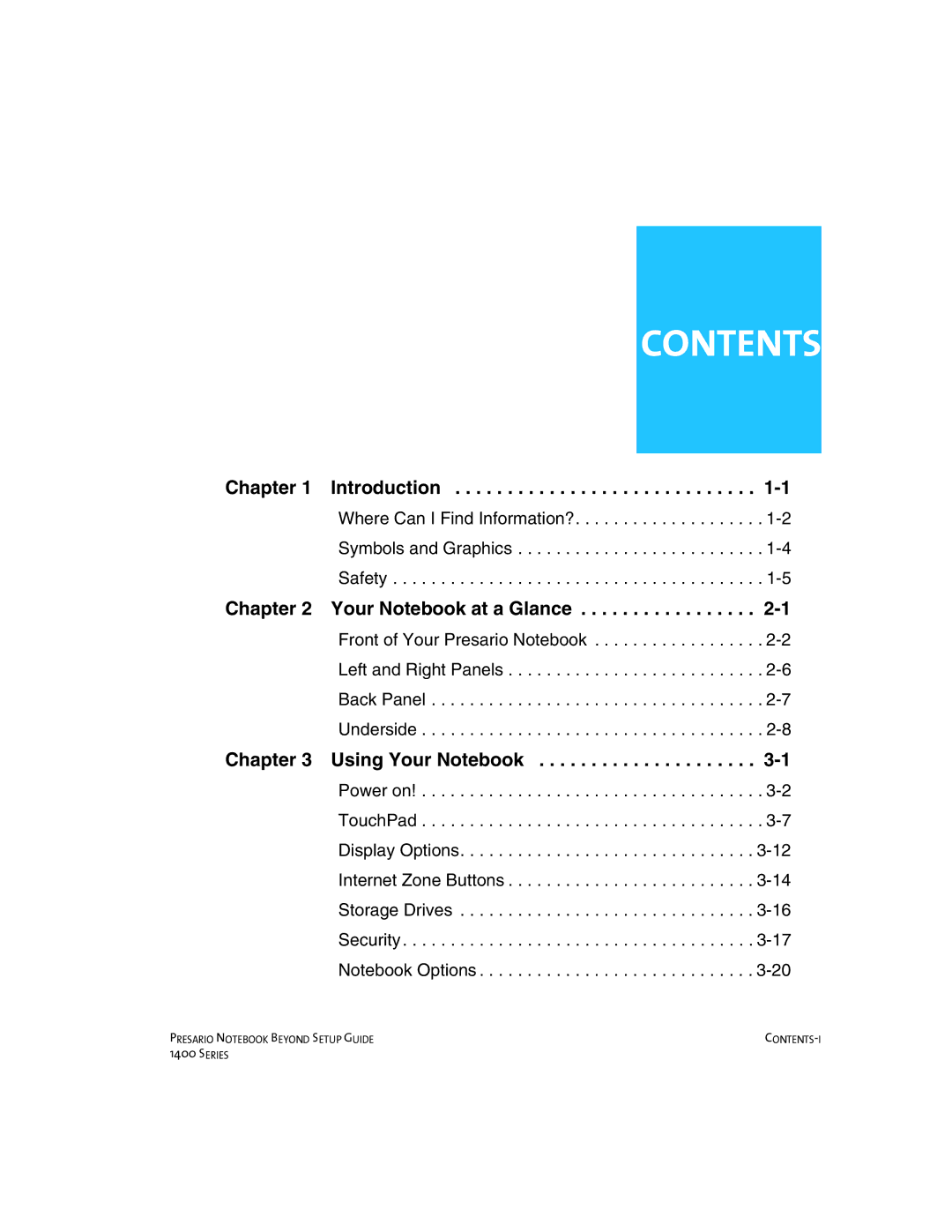 Compaq 1400 manual Contents 