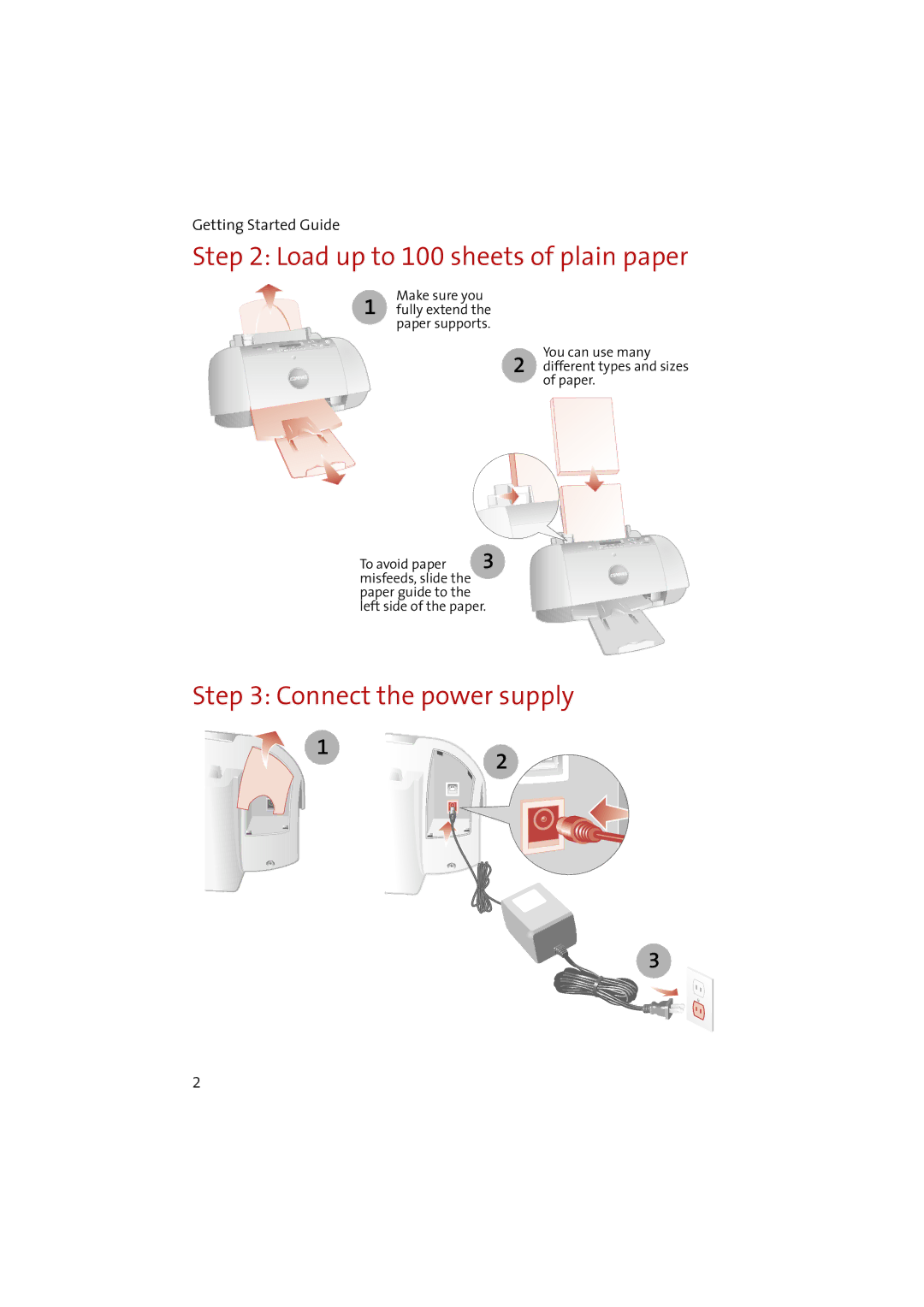 Compaq 1400P manual Load up to 100 sheets of plain paper, Connect the power supply 