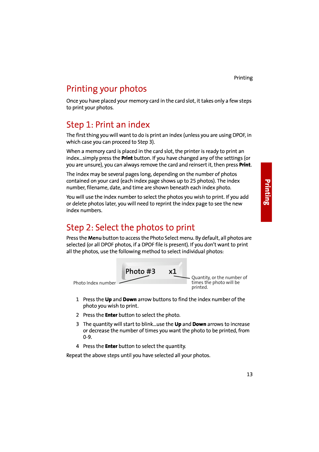 Compaq 1400P manual Printing your photos, Print an index, Select the photos to print, Photo #3 