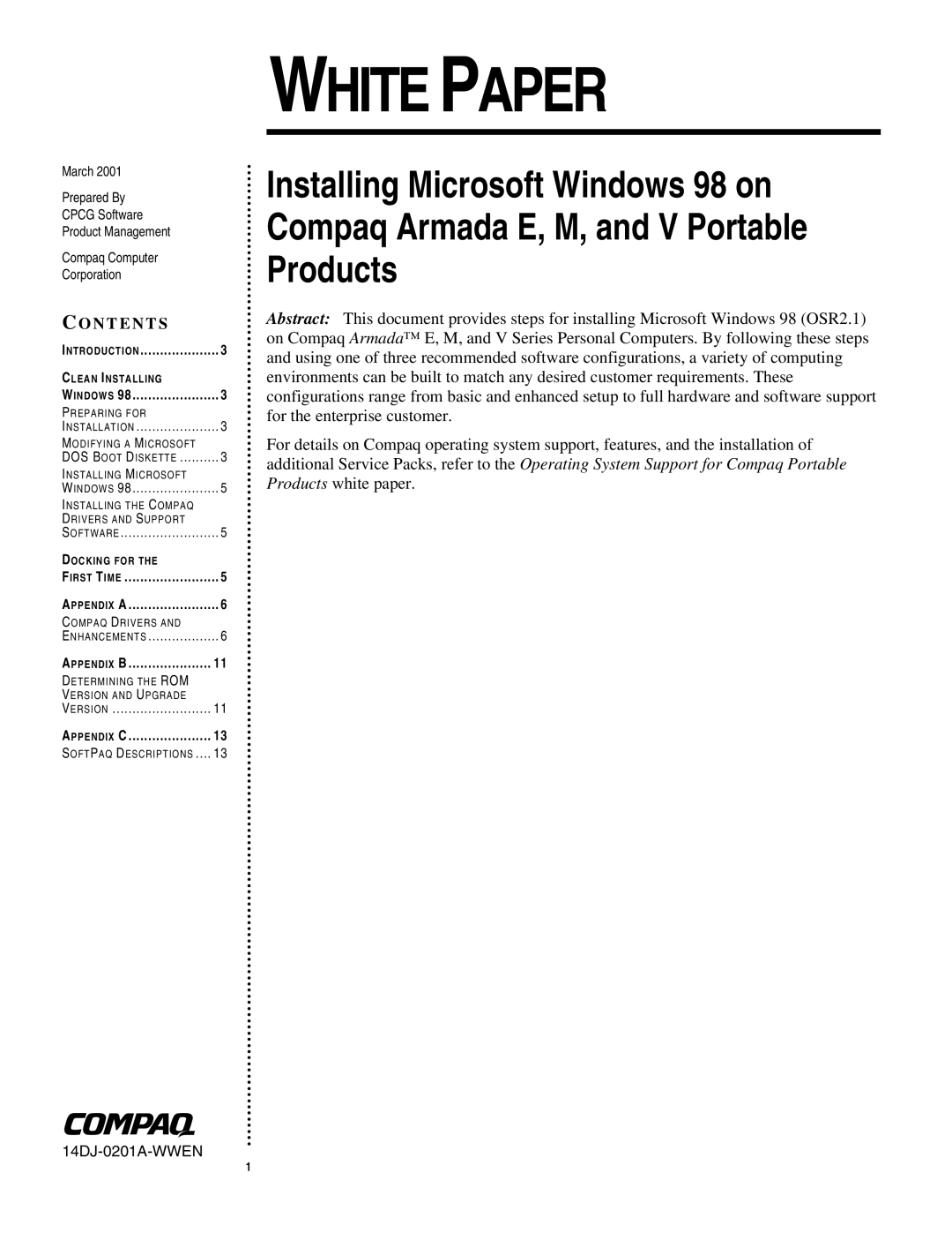 Compaq 14DJ-0201A-WWEN appendix White Paper 