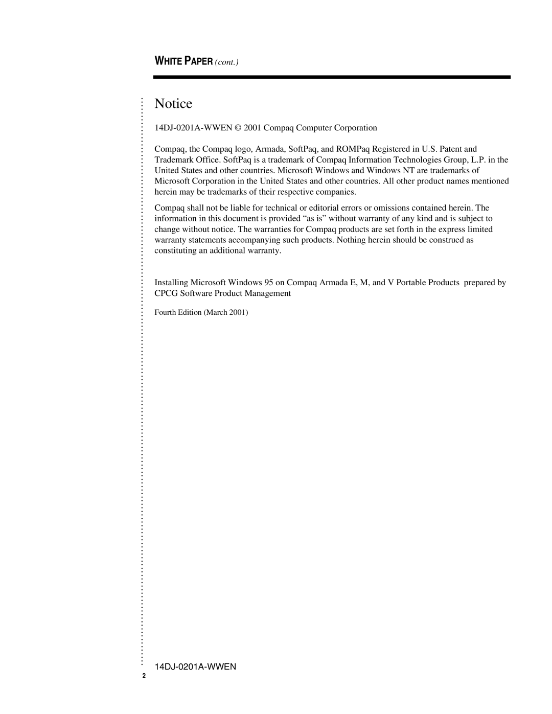 Compaq 14DJ-0201A-WWEN appendix White Paper 