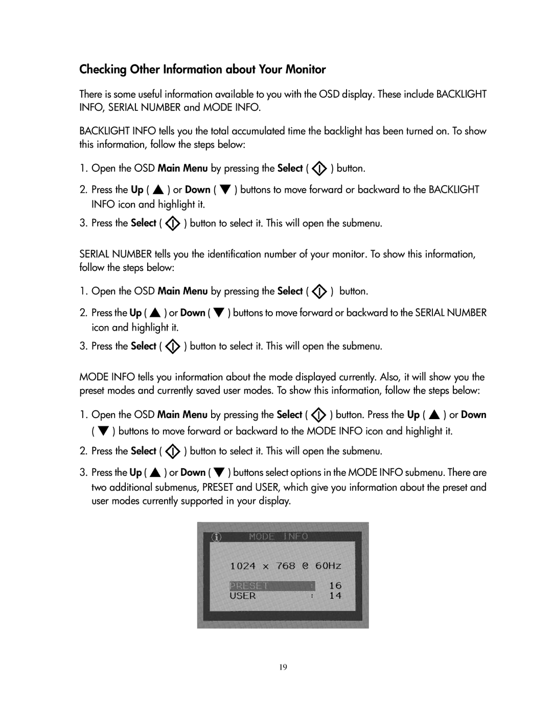 Compaq 1501 manual Checking Other Information about Your Monitor 