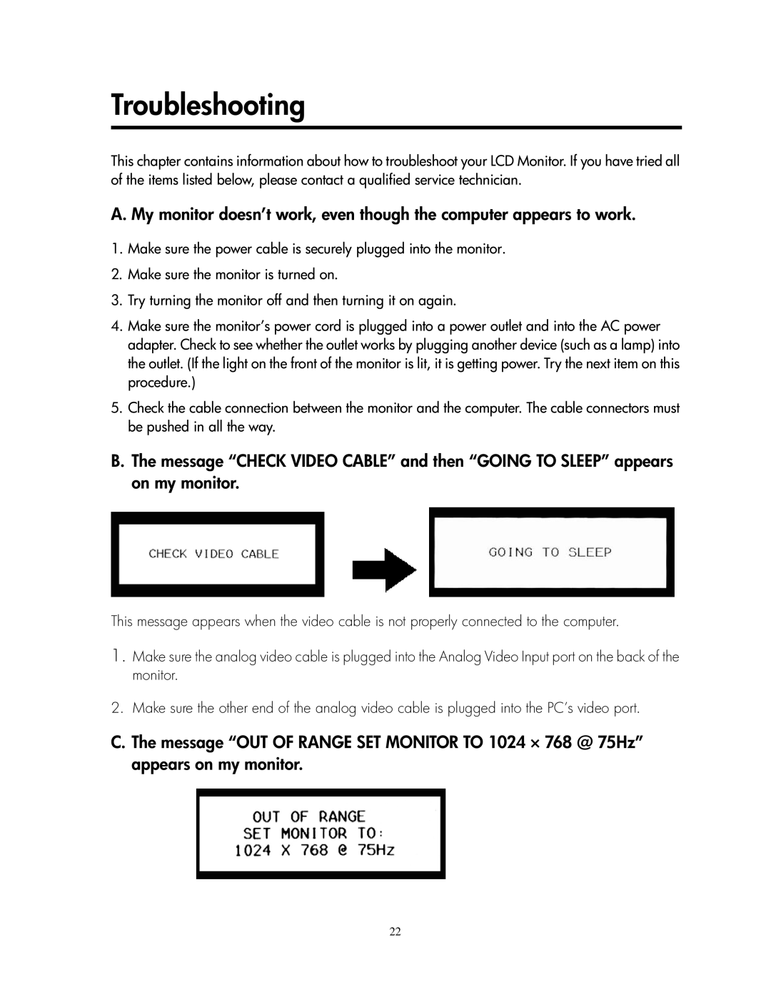 Compaq 1501 manual Troubleshooting 