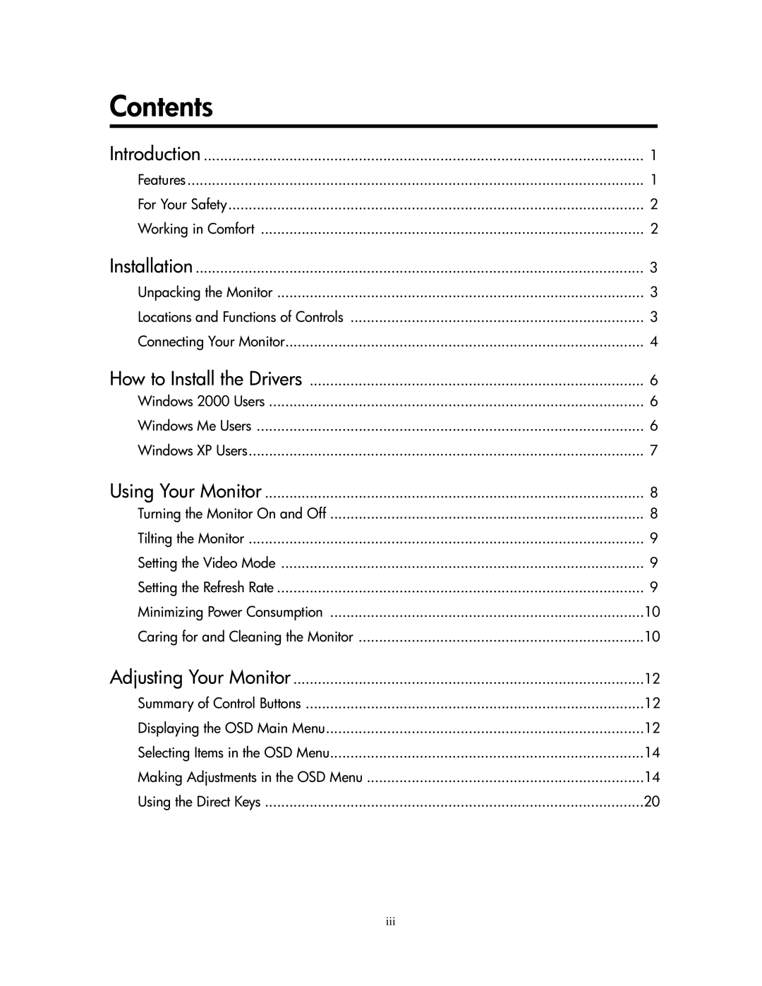 Compaq 1501 manual Contents 