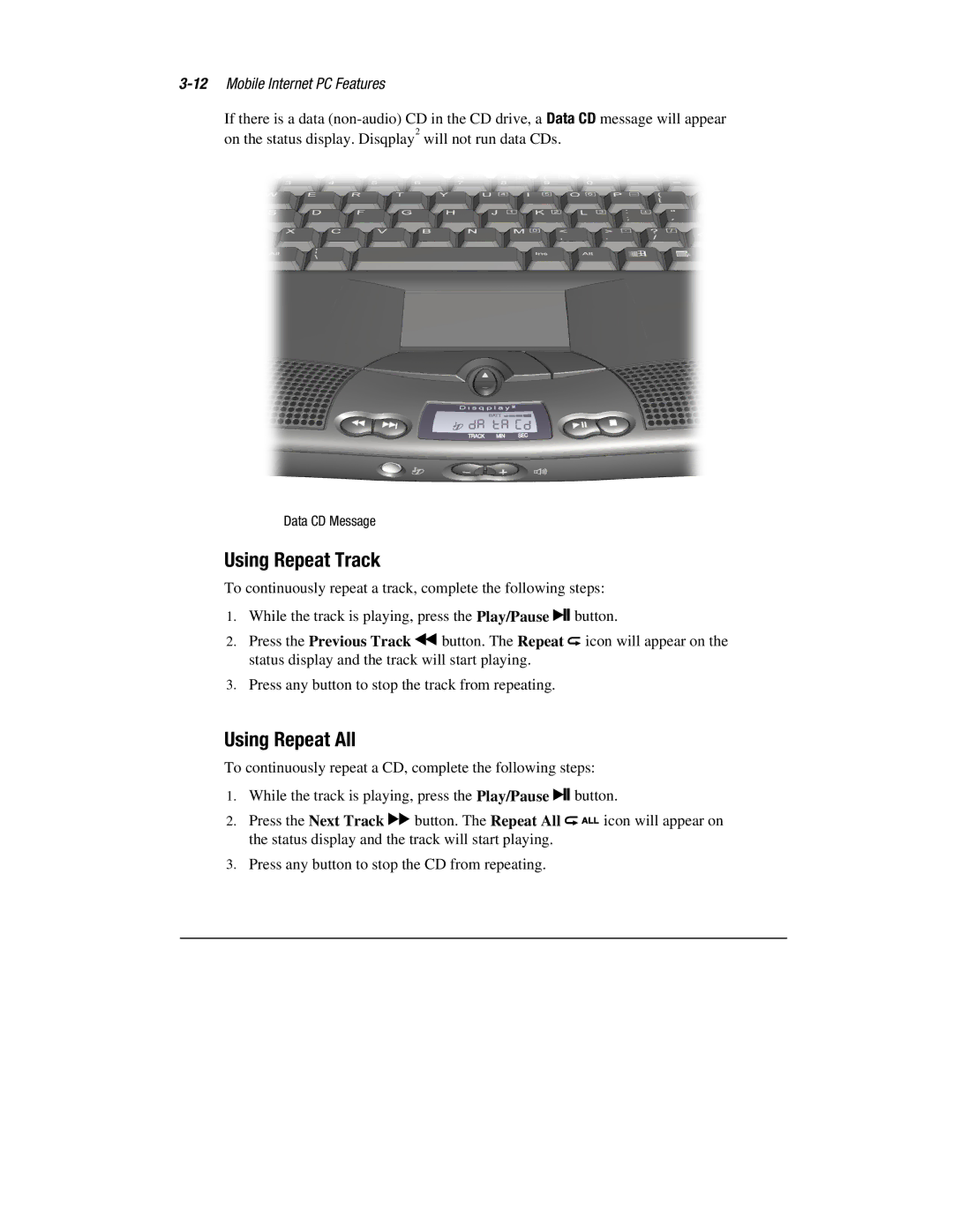 Compaq 1600 Series manual Using Repeat Track, Using Repeat All 