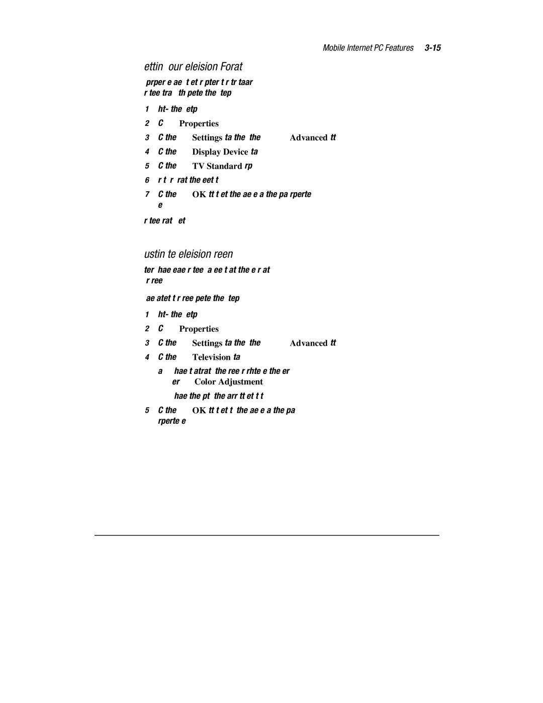 Compaq 1600 Series manual Setting Up Your Television Format, Adjusting the Television Screen 