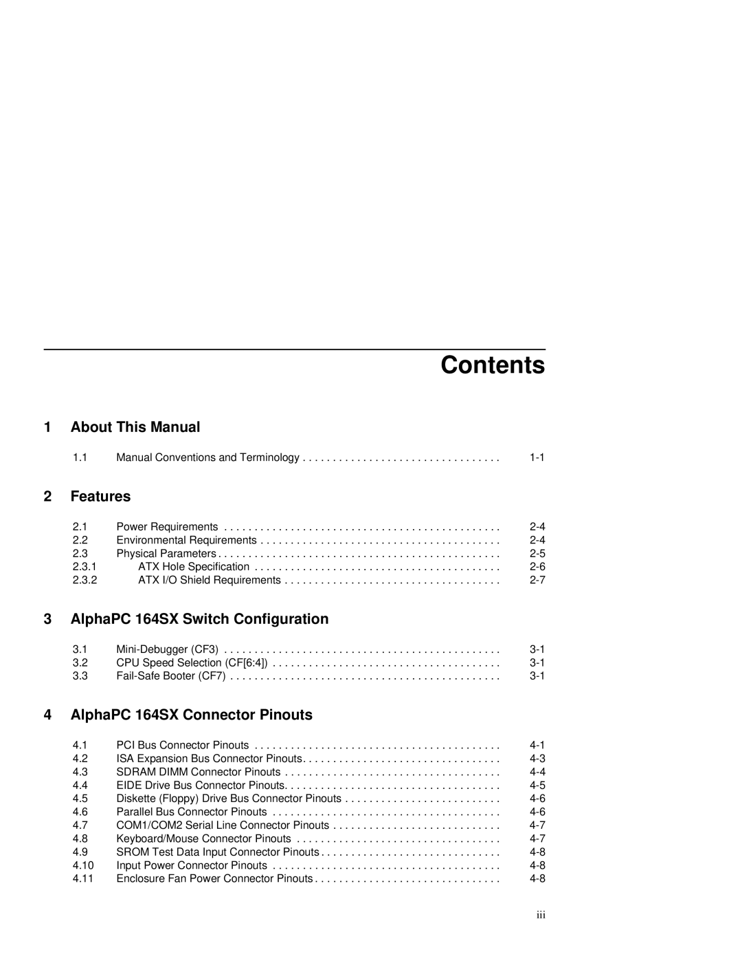 Compaq 164SX user manual Contents 