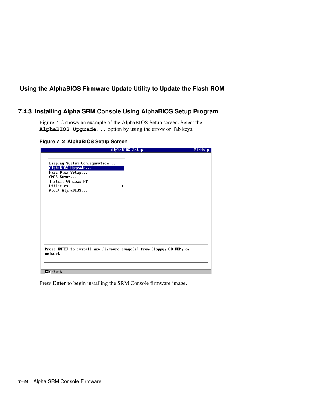 Compaq 164SX user manual AlphaBIOS Setup Screen 