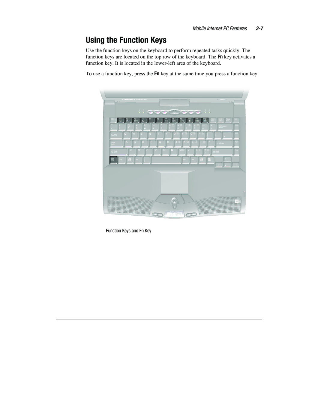 Compaq 1800 Series manual Using the Function Keys 