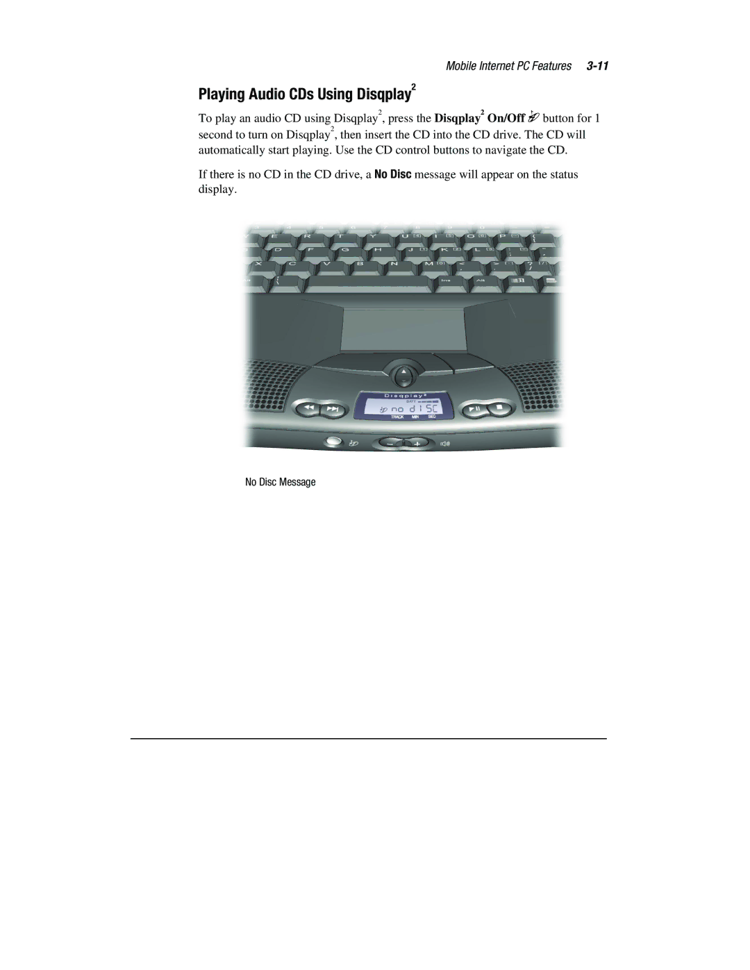 Compaq 1800 Series manual Playing Audio CDs Using Disqplay2 