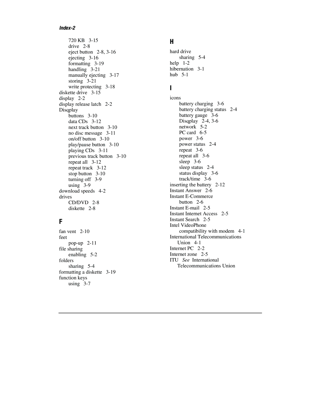 Compaq 1800 Series manual Index-2 