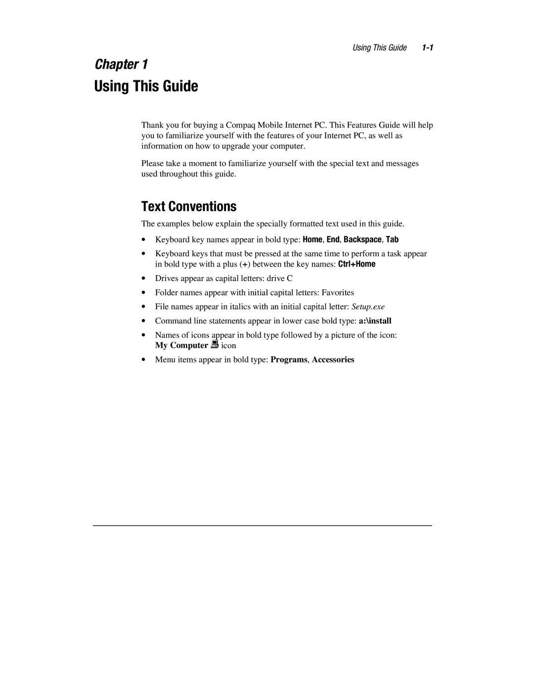 Compaq 1800 Series manual Using This Guide, Text Conventions 