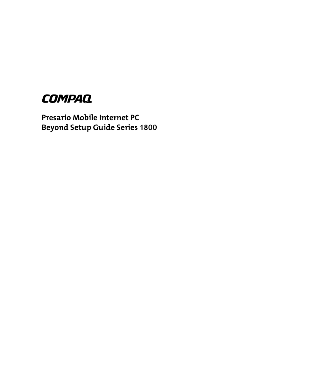 Compaq 1800 manual 3UHVDULR0RELOH,QWHUQHW3& %H\RQG6HWXS*XLGH6HULHV 