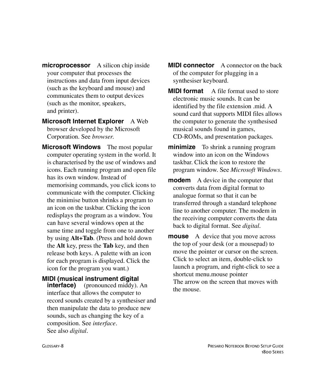 Compaq 1800 manual GLOSSARY-8 