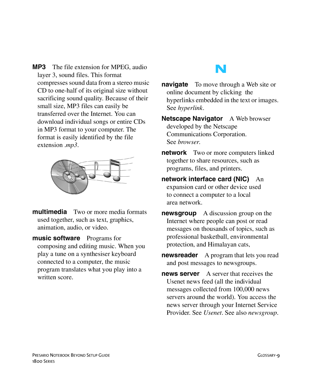 Compaq 1800 manual See browser 