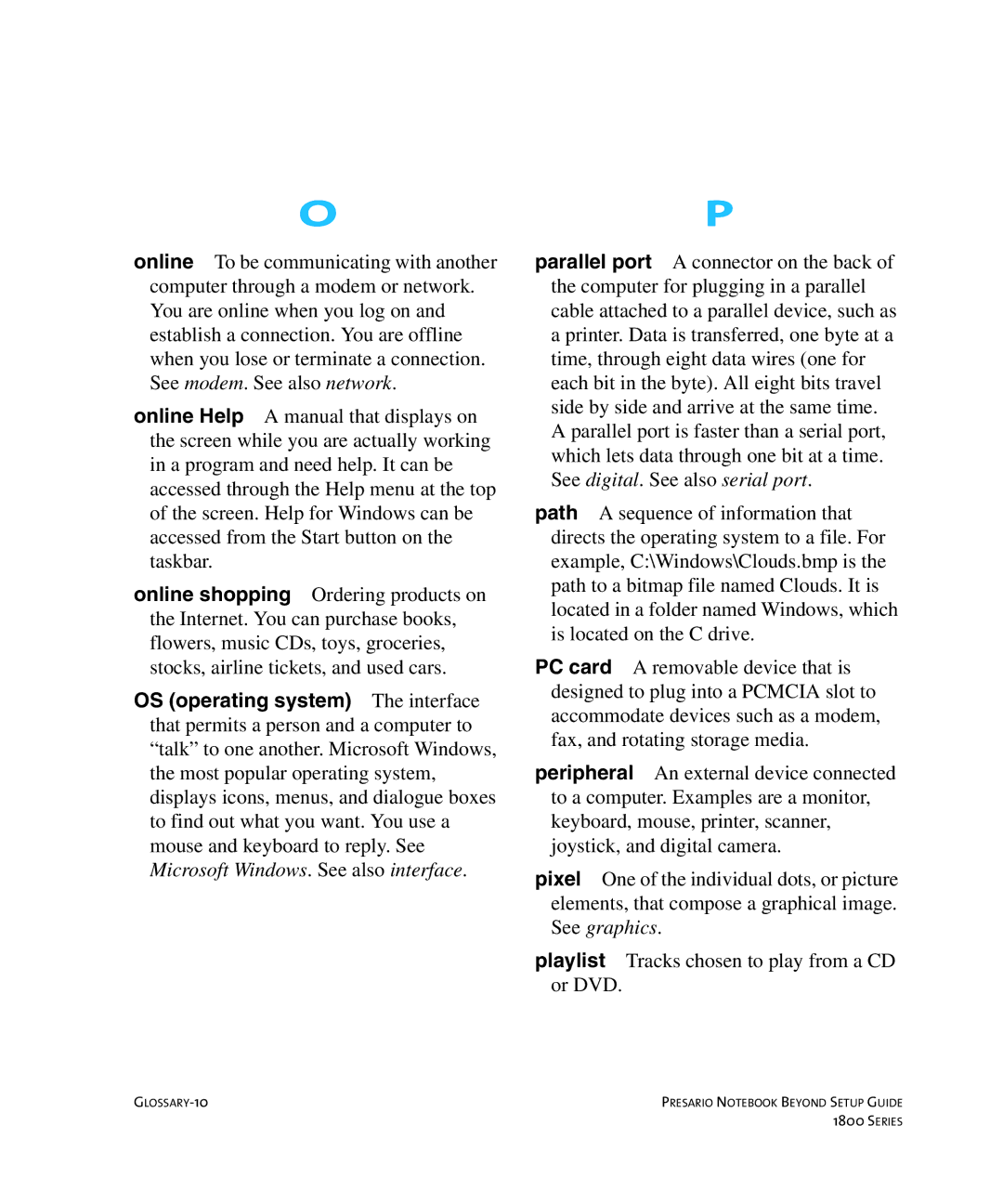 Compaq 1800 manual GLOSSARY-10 