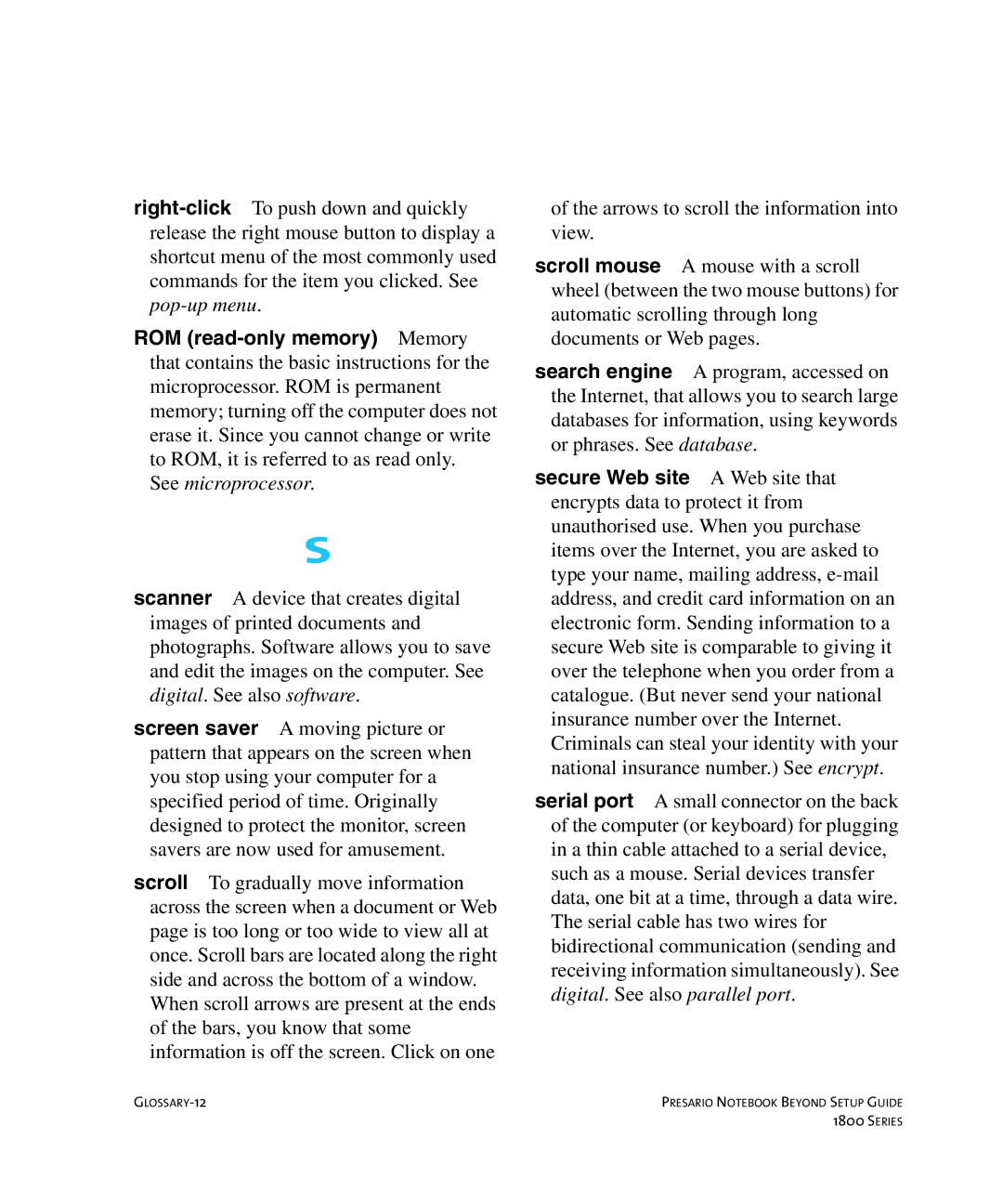 Compaq 1800 manual GLOSSARY-12 