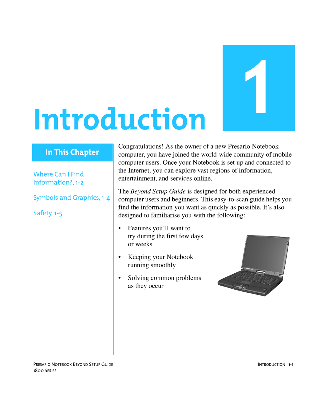 Compaq 1800 manual Introduction 