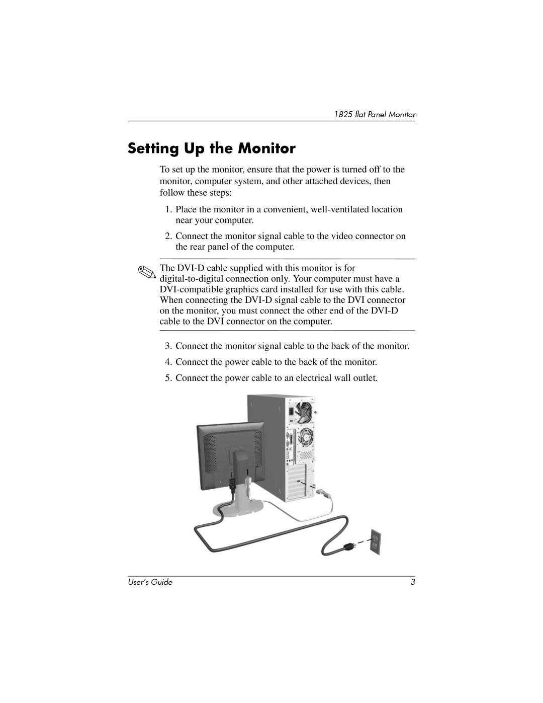 Compaq 1825 manual Setting Up the Monitor 