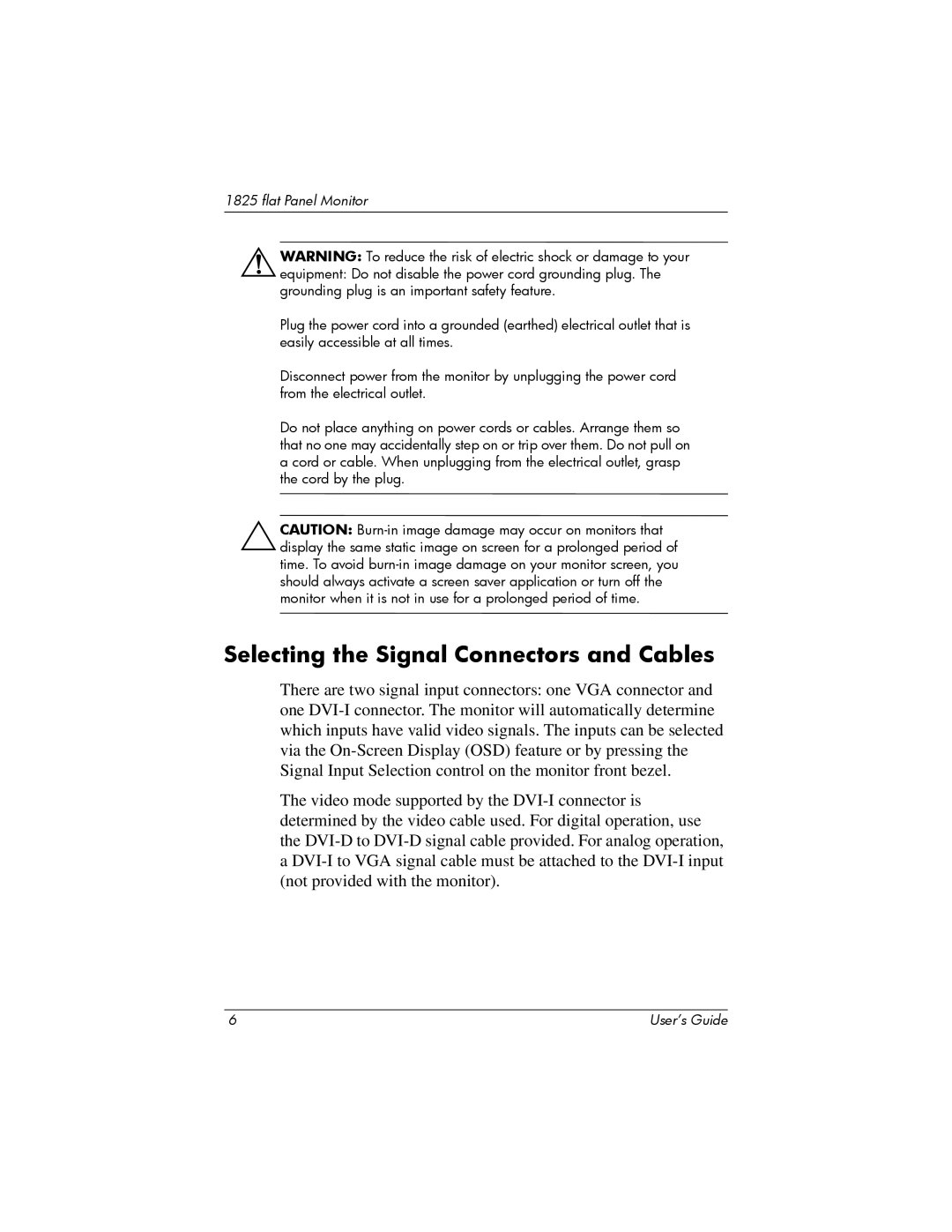 Compaq 1825 manual Selecting the Signal Connectors and Cables 