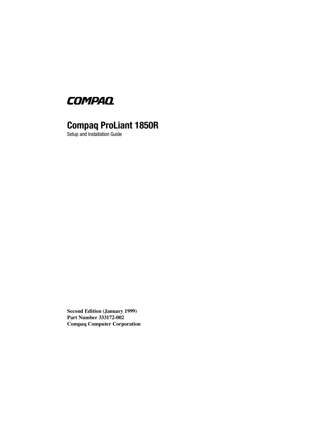 Compaq manual Compaq ProLiant 1850R 