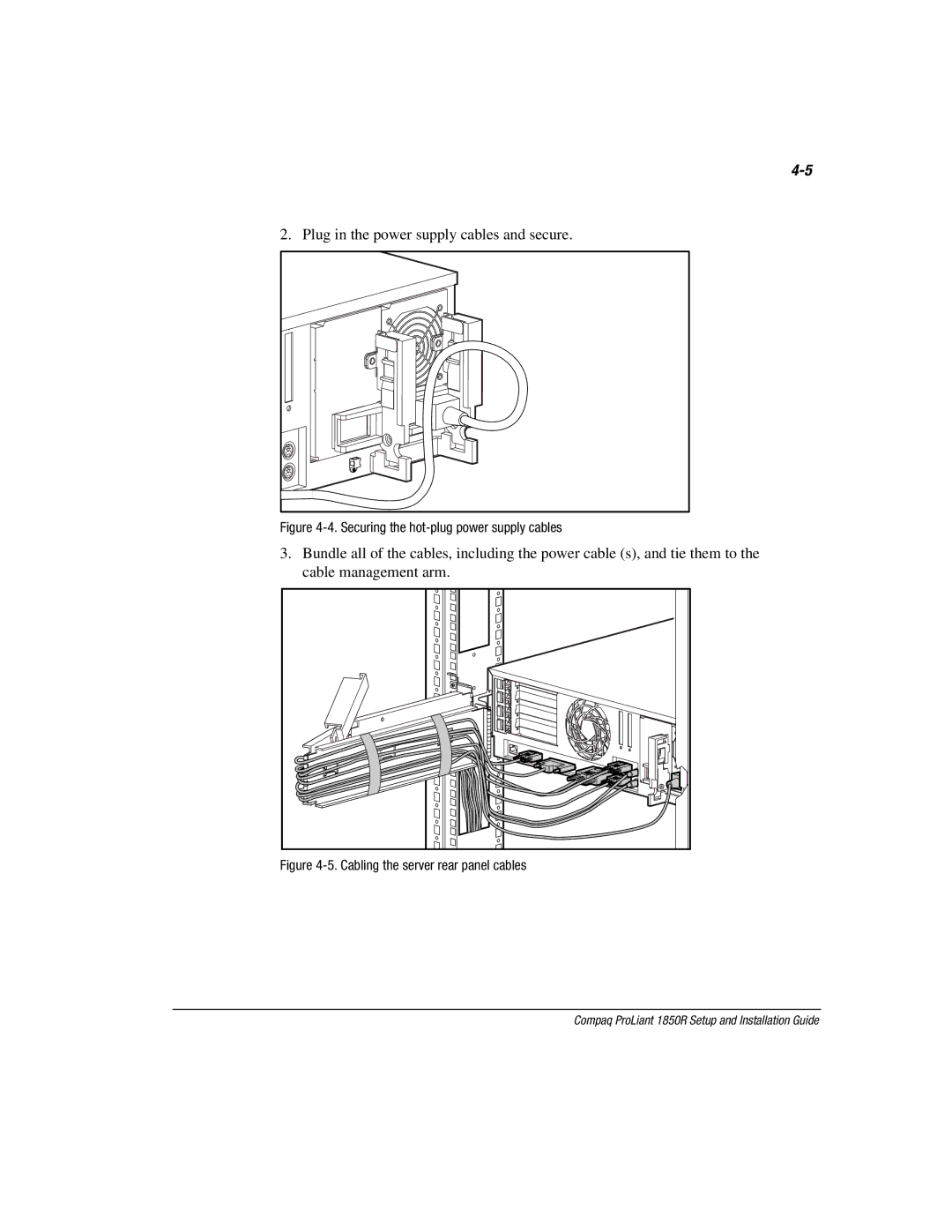 Compaq 1850R manual Plug in the power supply cables and secure 