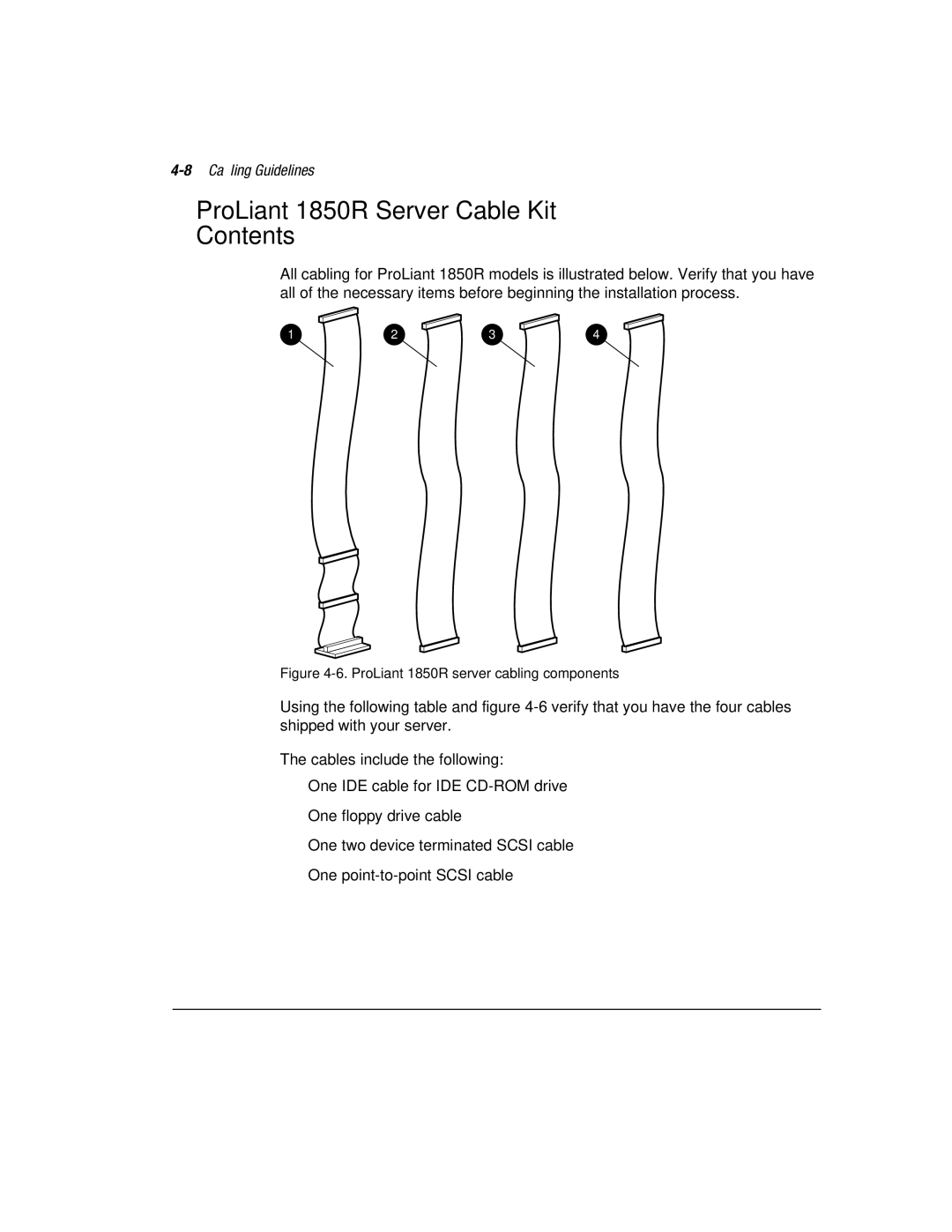 Compaq manual ProLiant 1850R Server Cable Kit Contents 