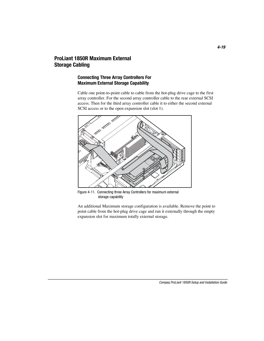 Compaq manual ProLiant 1850R Maximum External Storage Cabling 