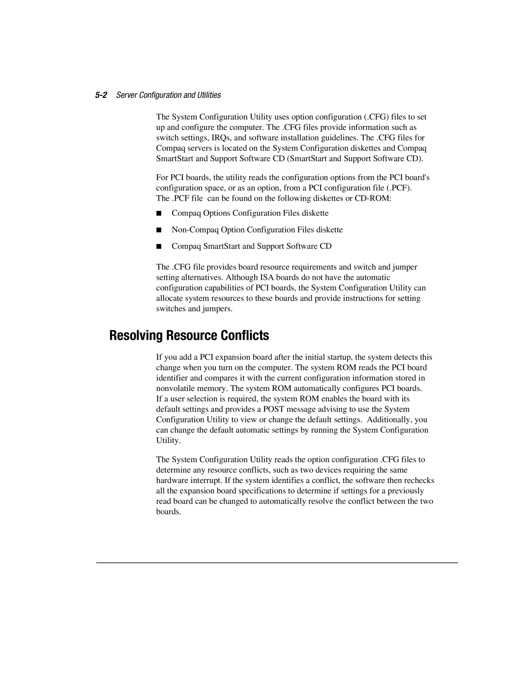 Compaq 1850R manual Resolving Resource Conflicts, 2Server Configuration and Utilities 