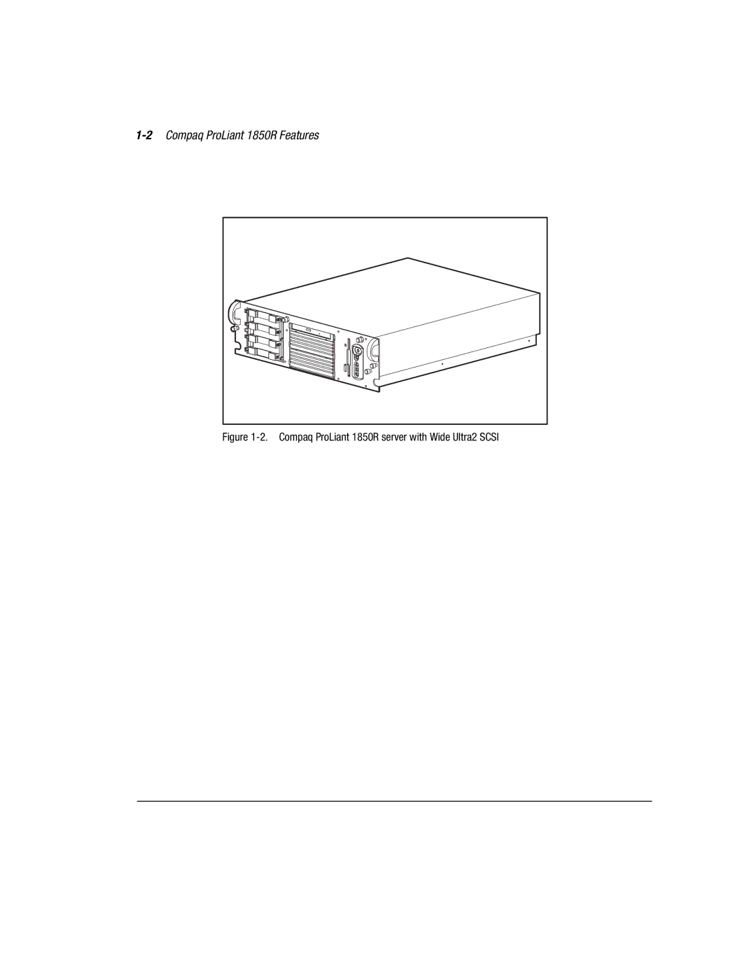 Compaq manual 2Compaq ProLiant 1850R Features, Compaq ProLiant 1850R server with Wide Ultra2 Scsi 