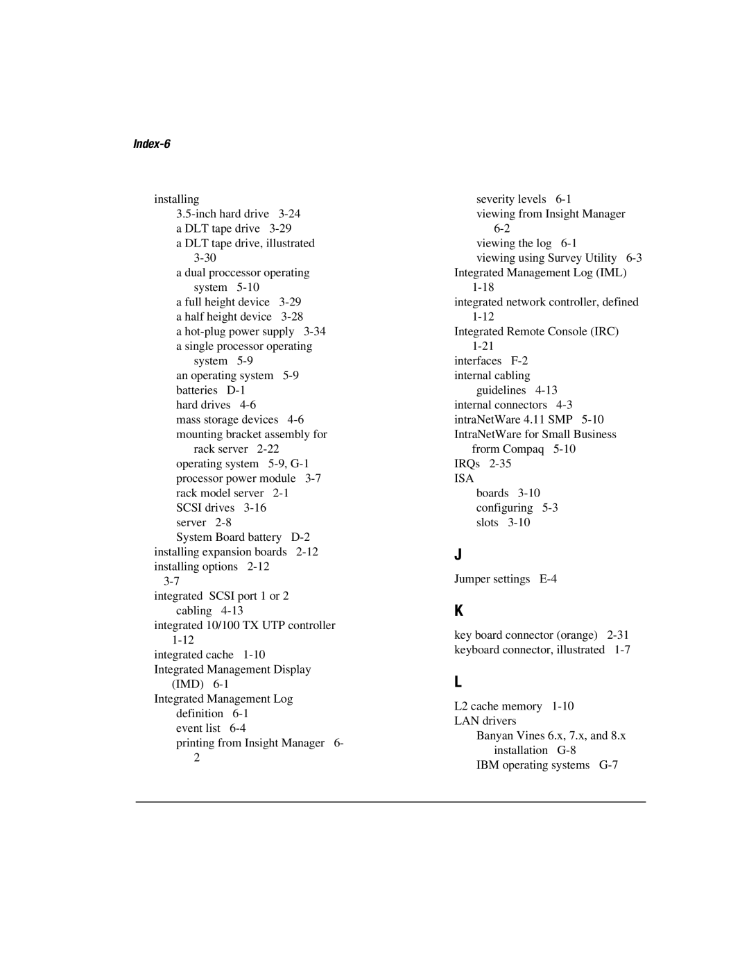 Compaq 1850R manual Index-6, Isa 