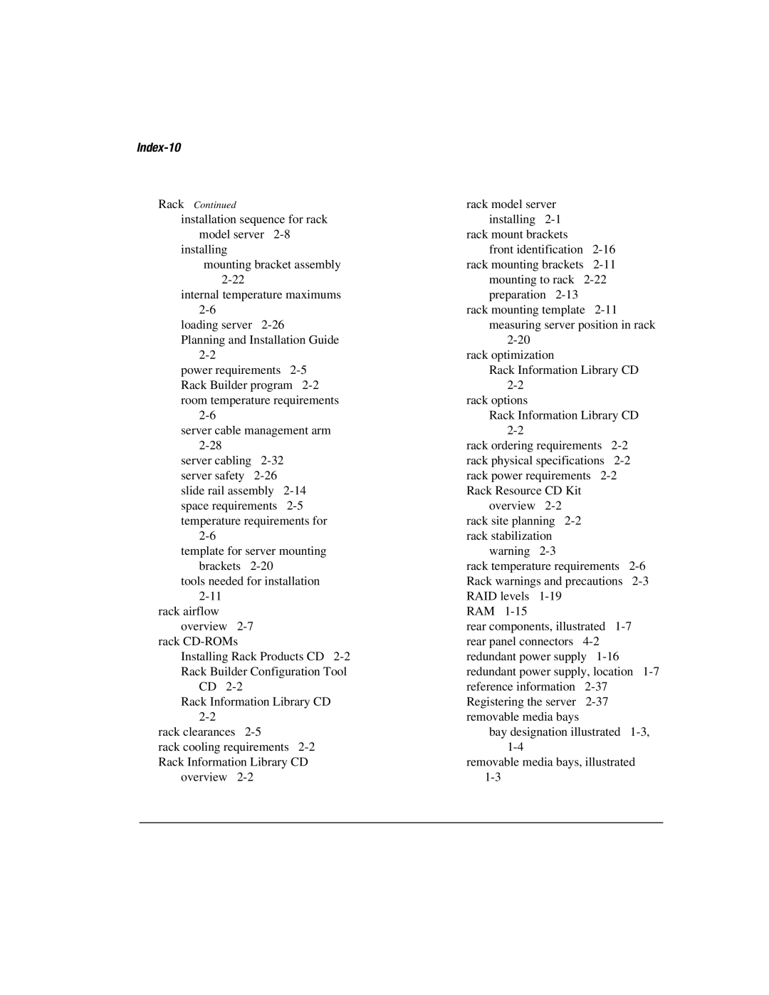 Compaq 1850R manual Index-10 