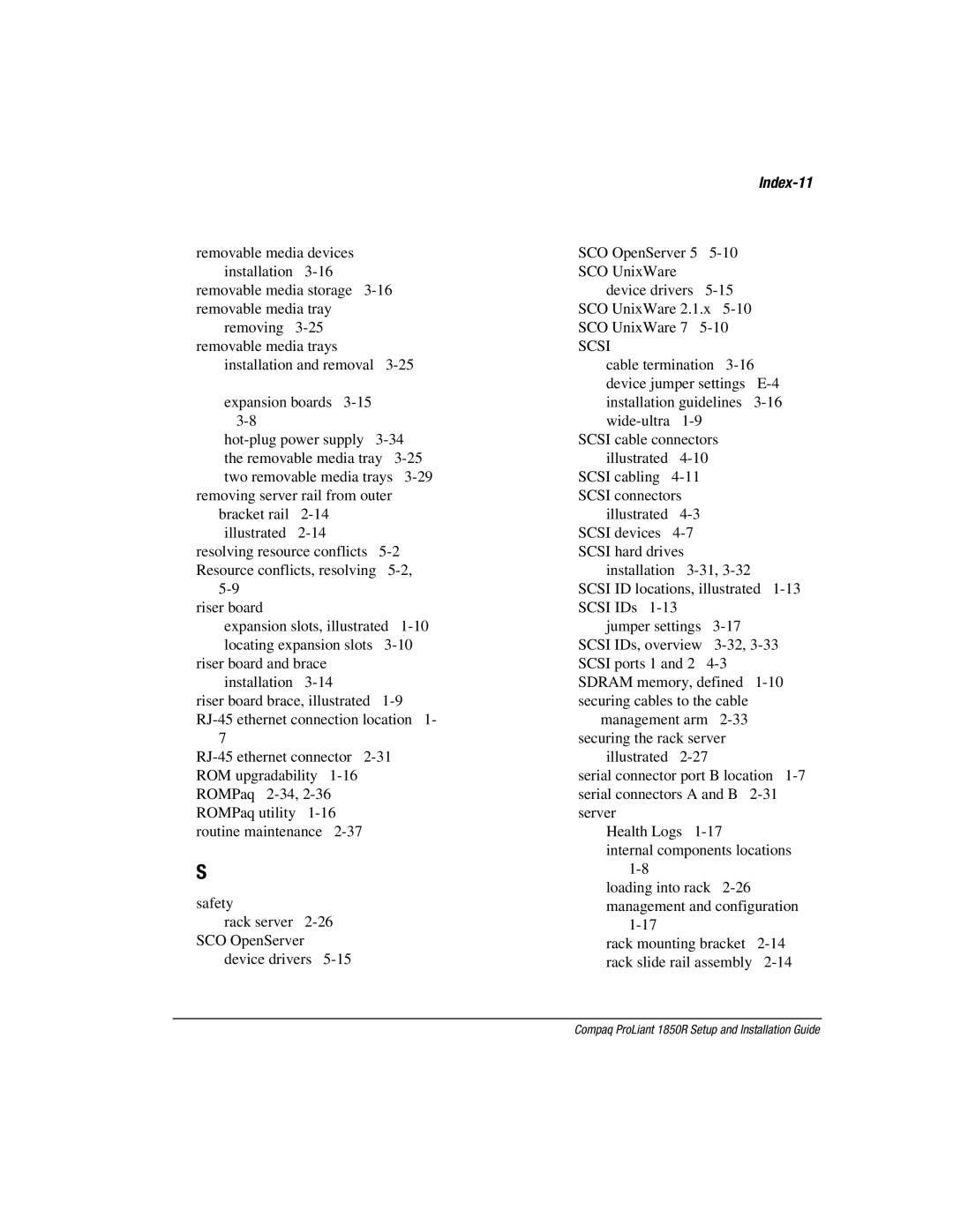 Compaq 1850R manual Index-11, Scsi 