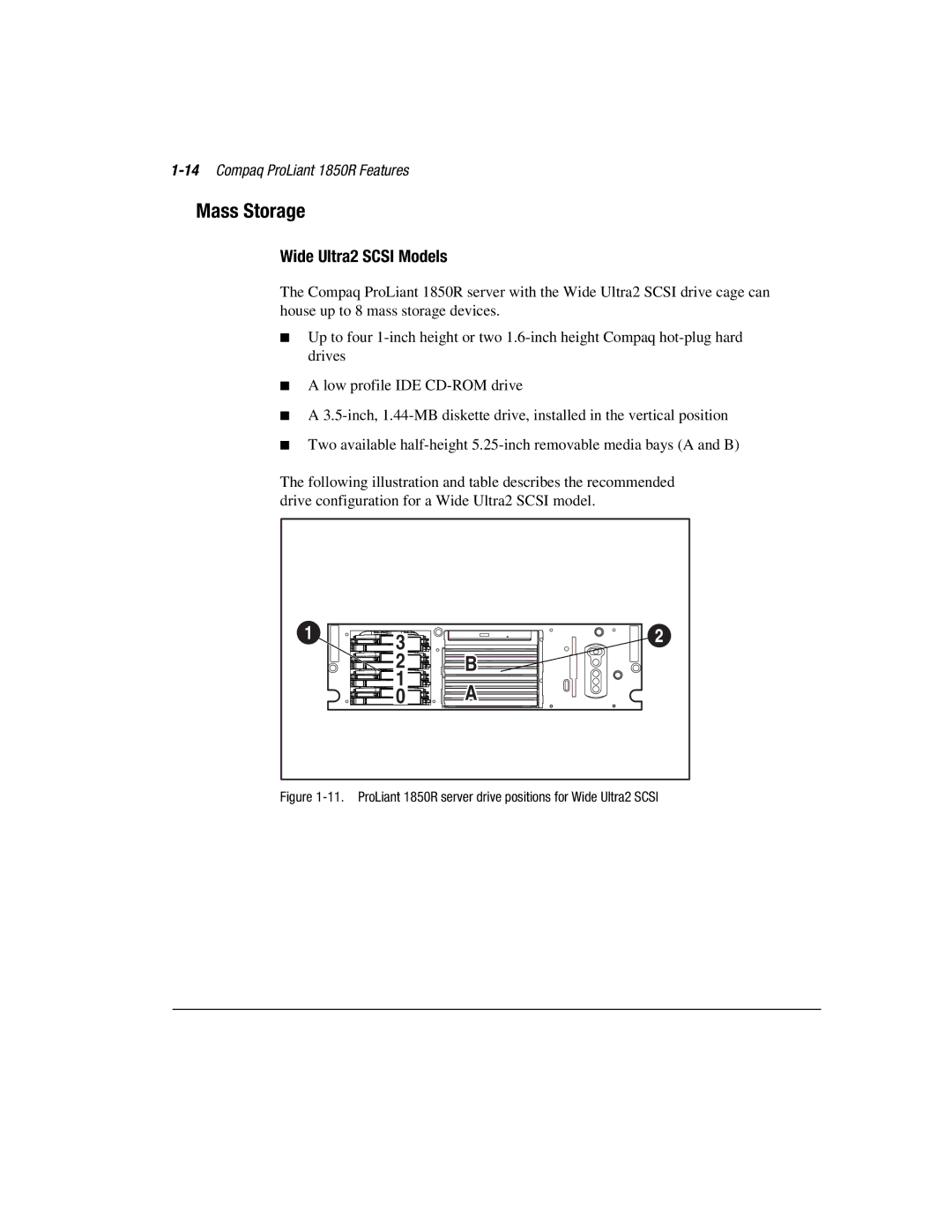 Compaq manual Wide Ultra2 Scsi Models, 14Compaq ProLiant 1850R Features 