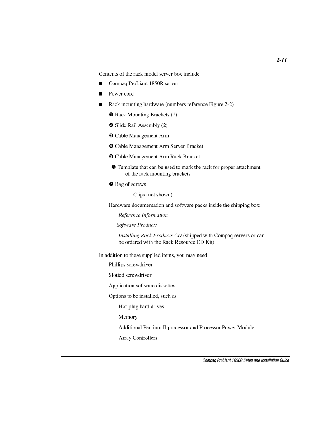 Compaq 1850R manual Reference Information 