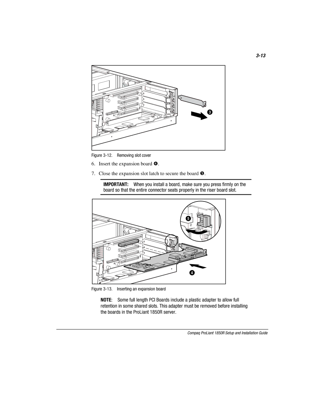 Compaq 1850R manual Removing slot cover 