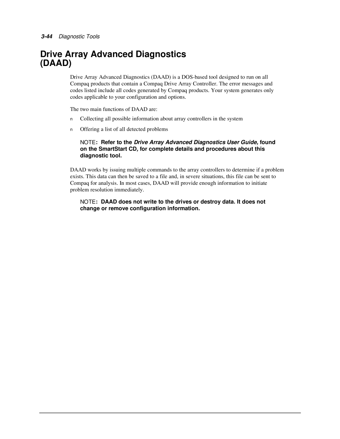 Compaq 1850R manual Drive Array Advanced Diagnostics Daad 