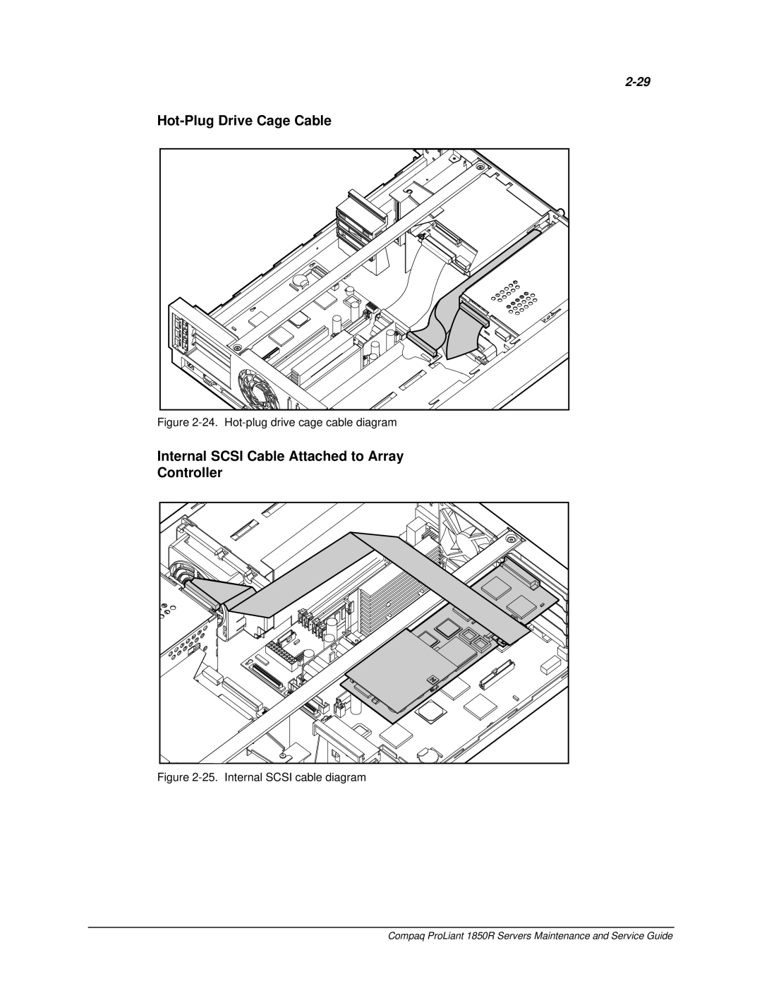 Compaq 1850R manual Hot-Plug Drive Cage Cable, Internal Scsi Cable Attached to Array Controller 