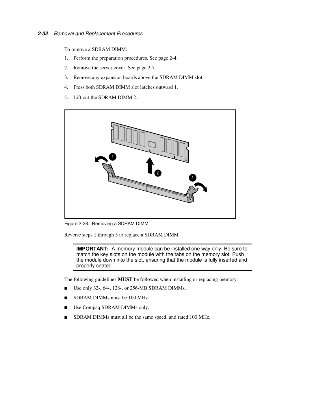 Compaq 1850R manual 32Removal and Replacement Procedures 