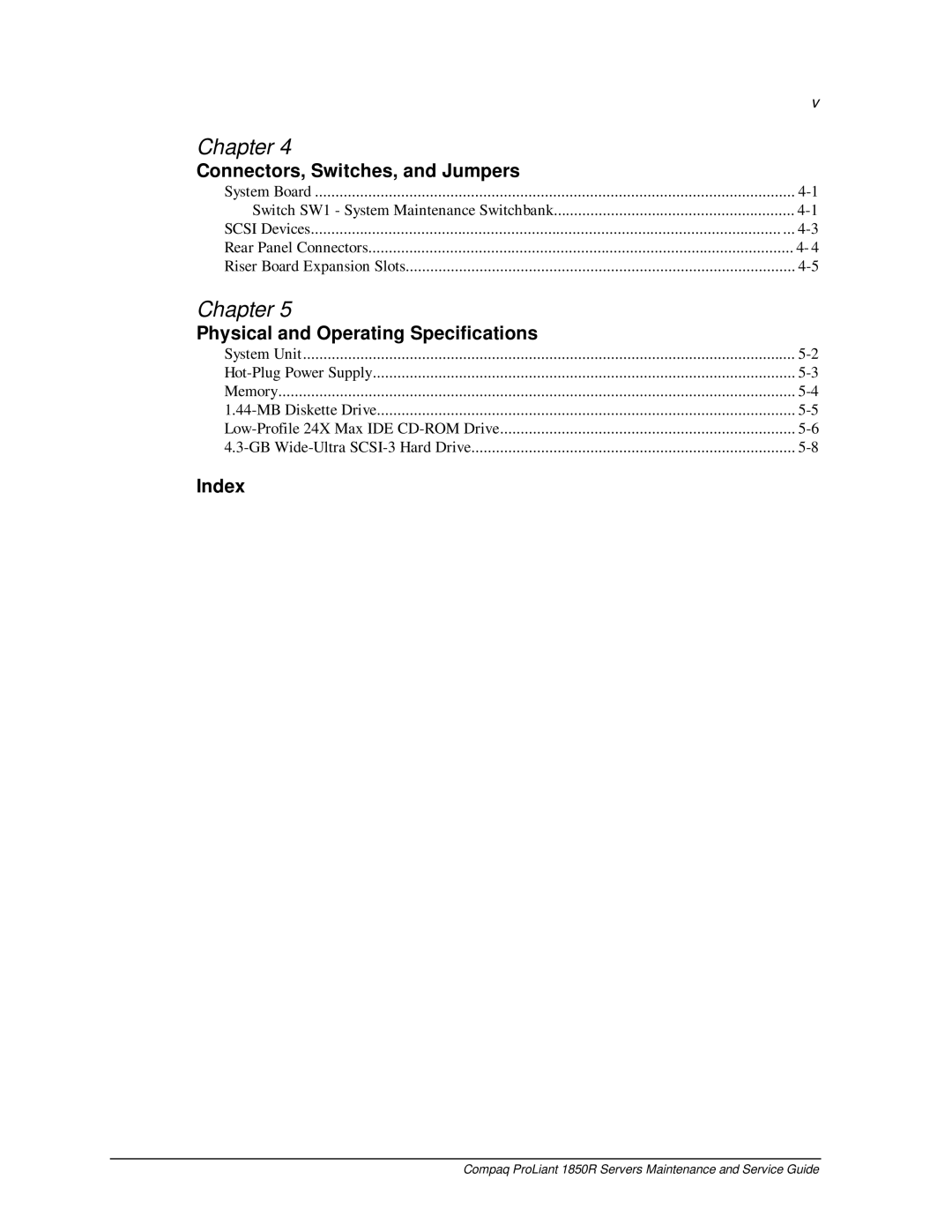 Compaq 1850R manual Index 