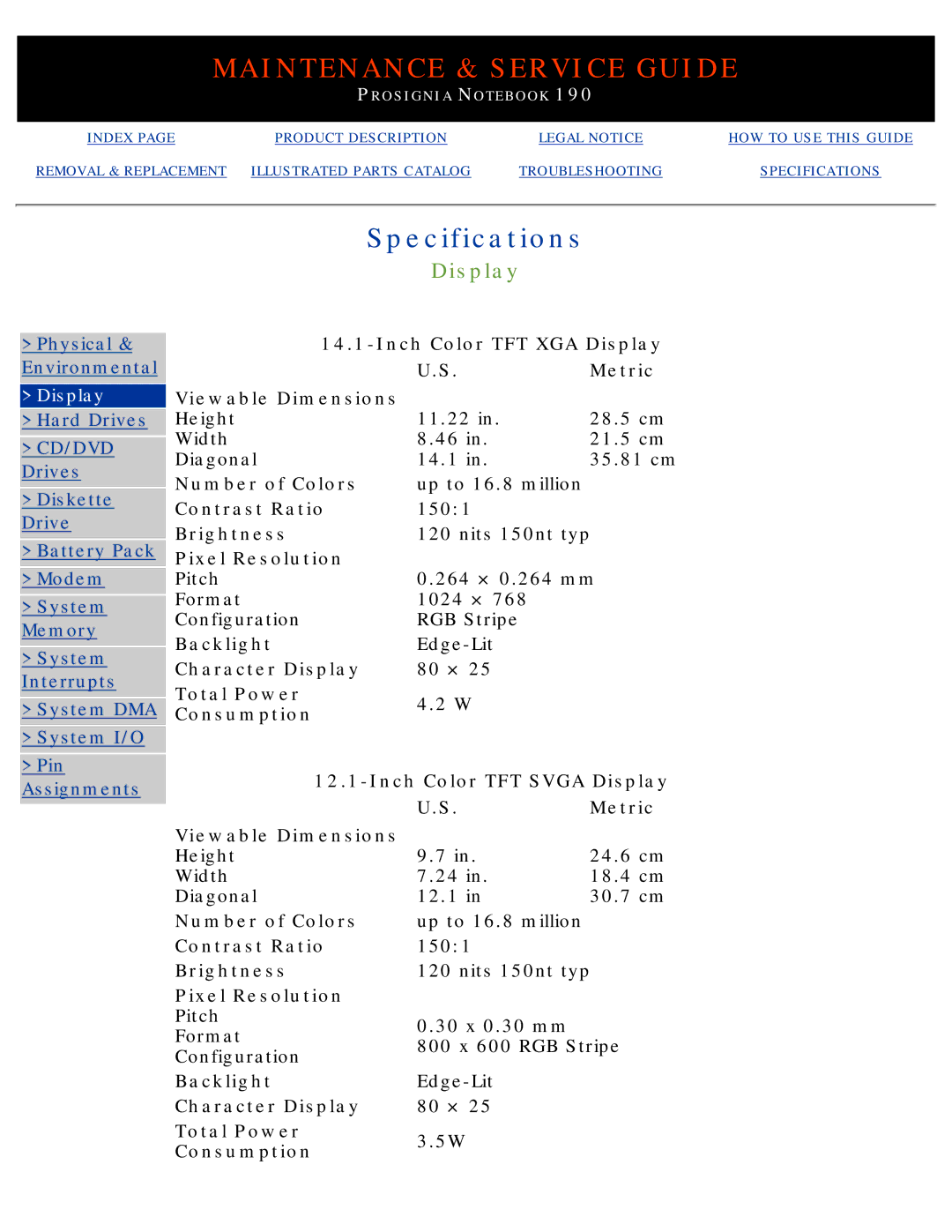 Compaq 190 manual Display 