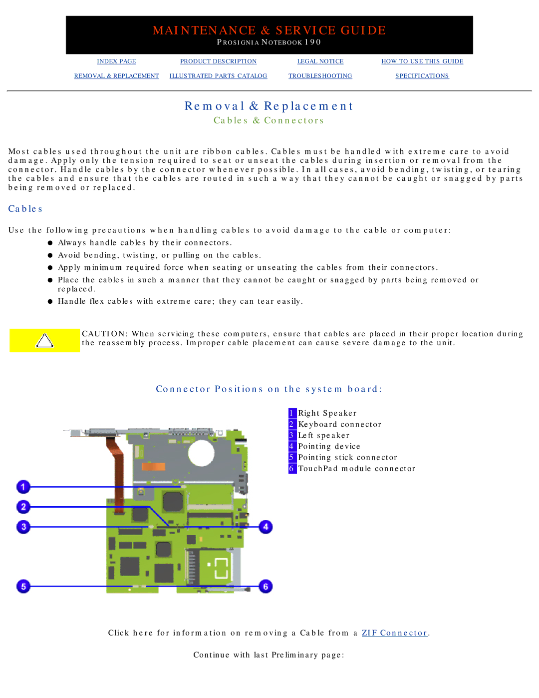 Compaq 190 manual Removal & Replacement, Cables & Connectors 