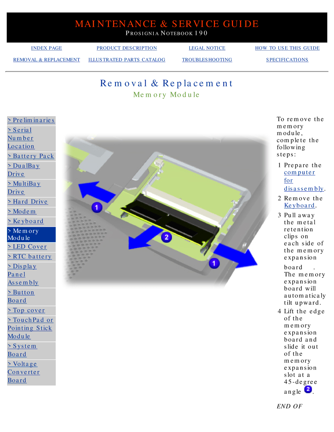 Compaq 190 manual Memory Module 