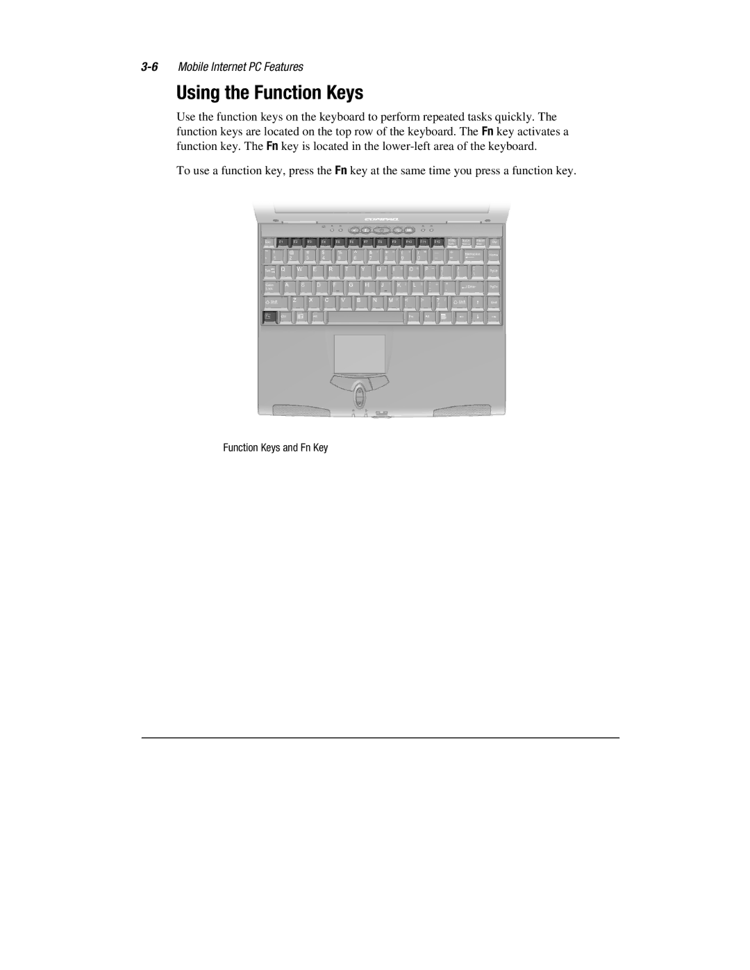 Compaq 1900 manual Using the Function Keys 