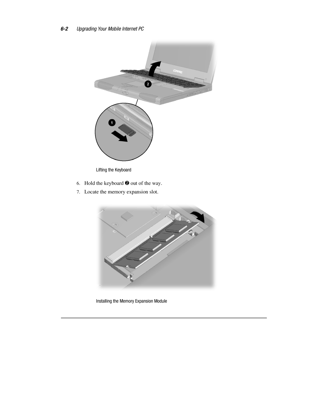 Compaq 1900 manual 2Upgrading Your Mobile Internet PC 