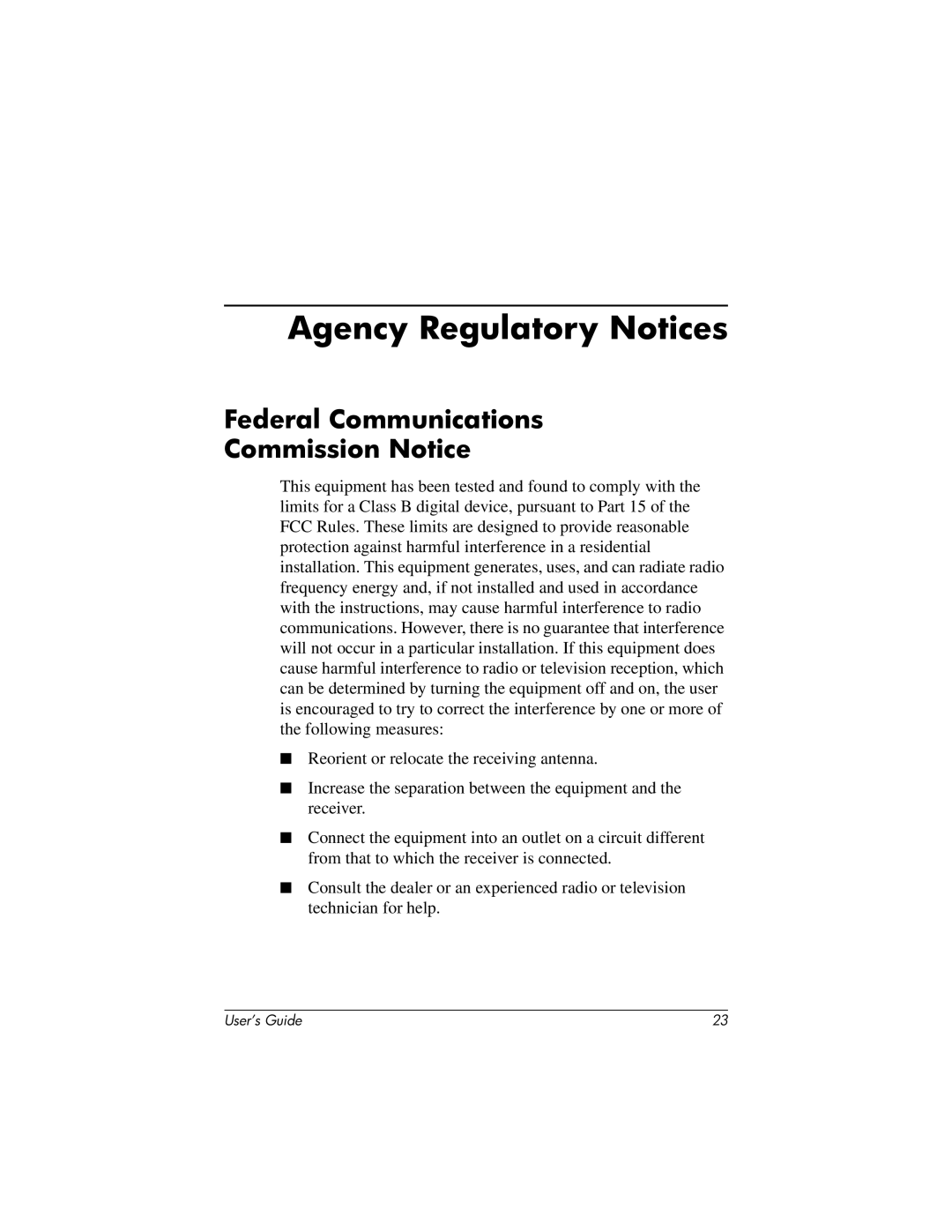 Compaq 2025 manual Agency Regulatory Notices, Federal Communications Commission Notice 