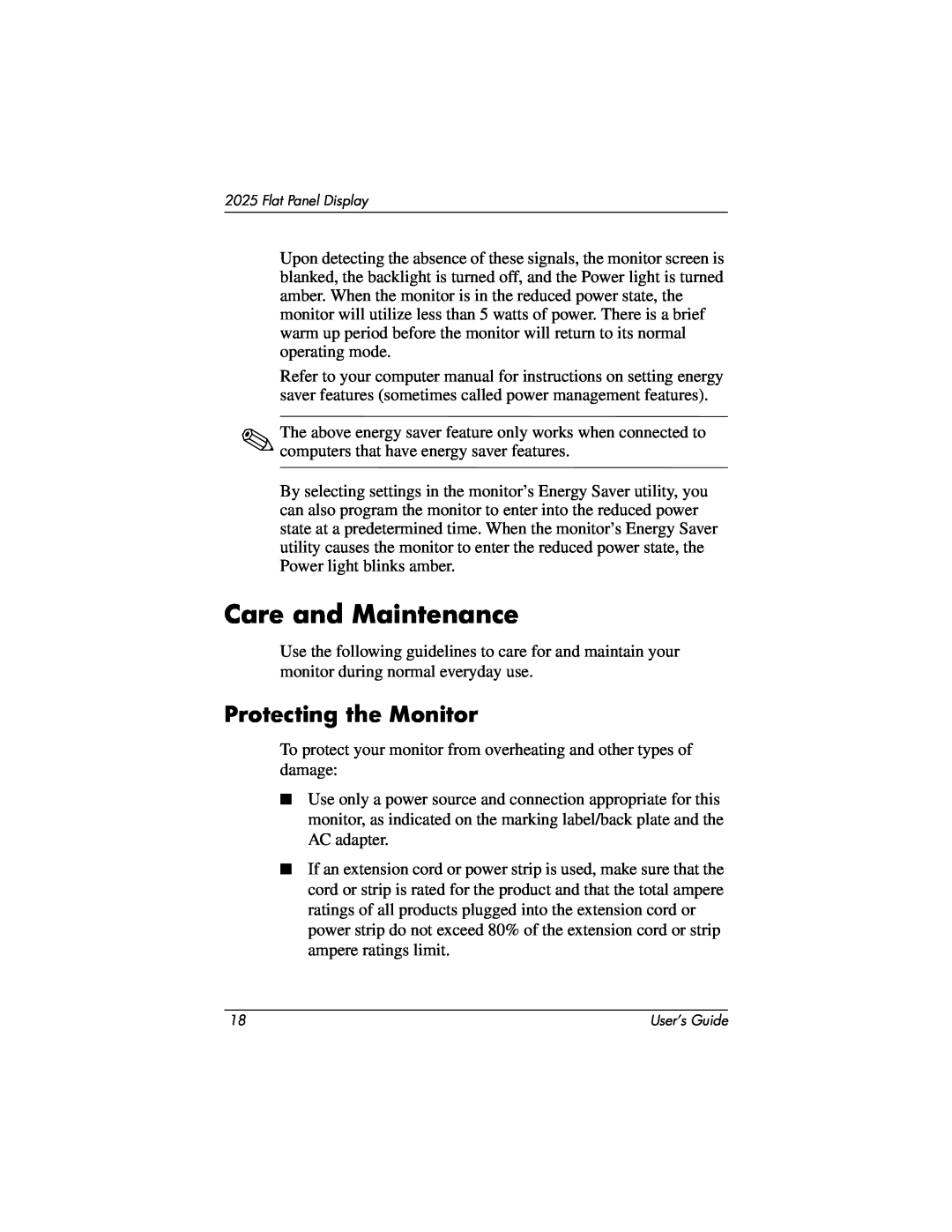 Compaq 2025 manual Care and Maintenance, Protecting the Monitor 