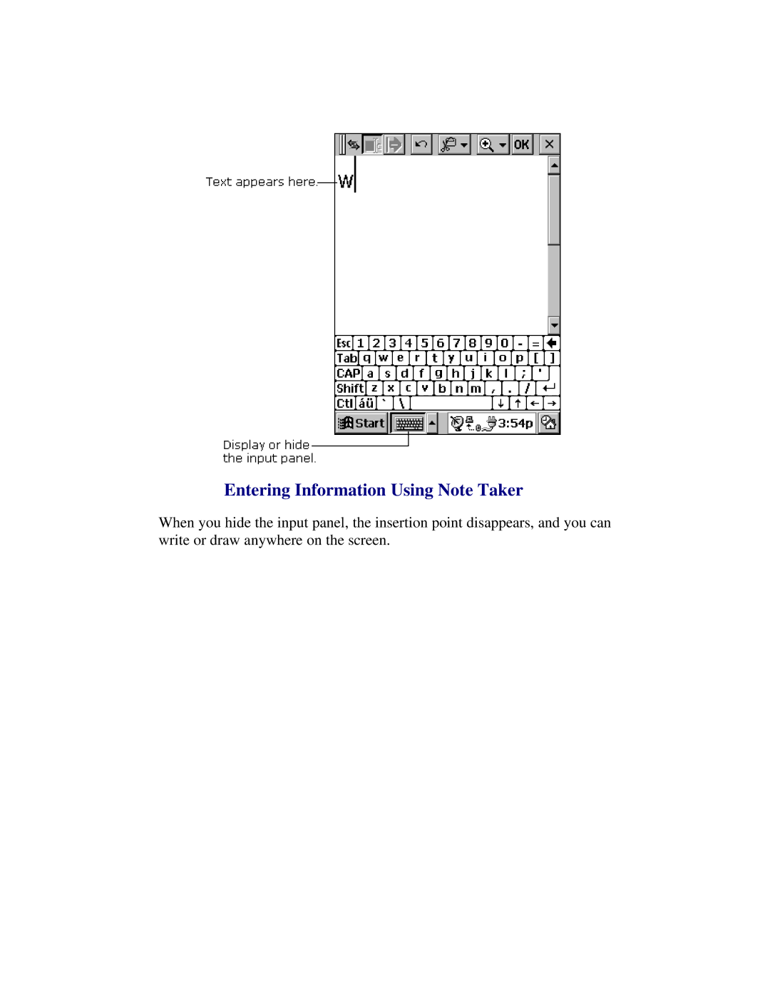 Compaq 2100 manual Entering Information Using Note Taker 