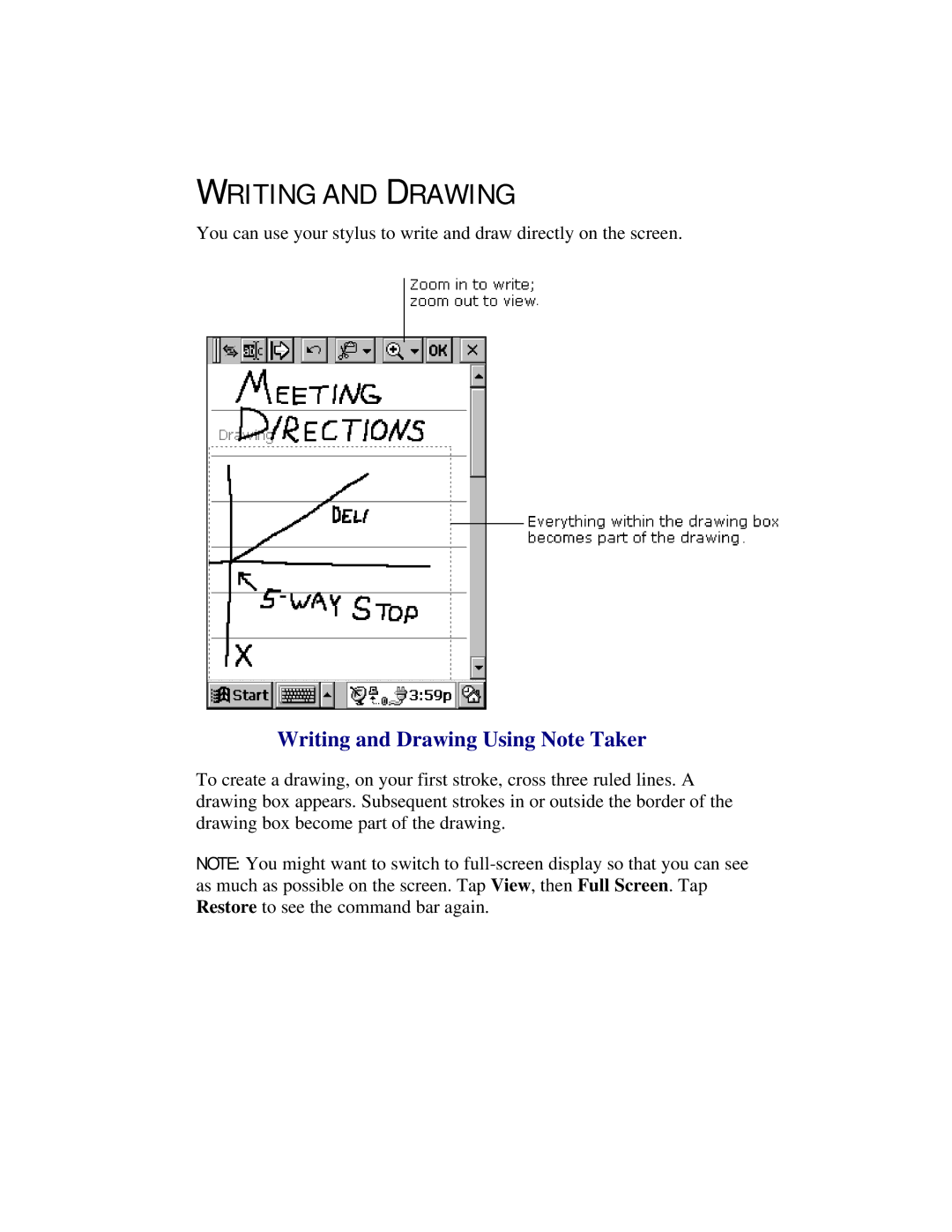 Compaq 2100 manual Writing and Drawing Using Note Taker 