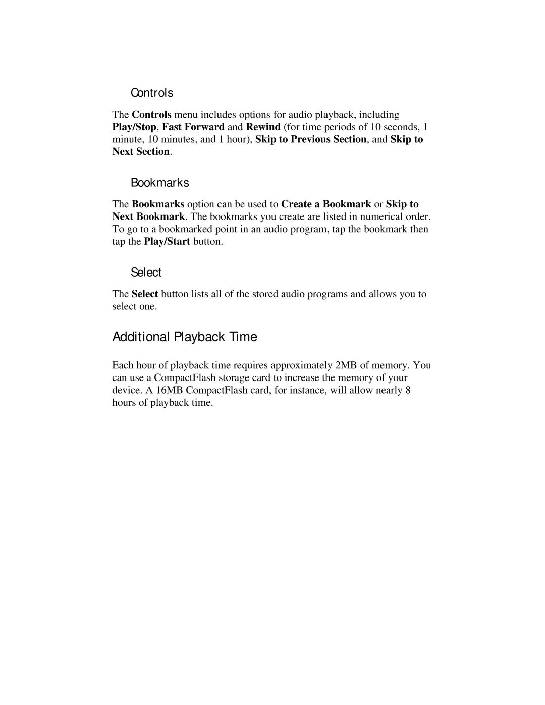 Compaq 2100 manual Additional Playback Time, Controls 